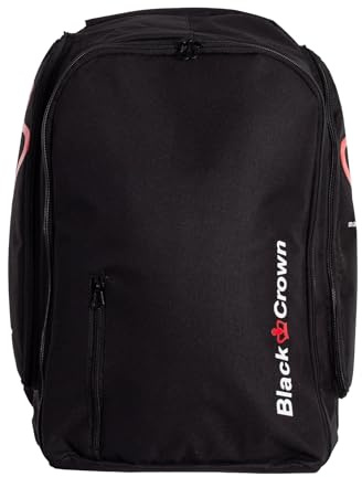 Black Crown - Mochila Focus Negra y Roja para Padel, Exterior 30% Eva y 70% PVC, Interior 100% Poliéster, Diseño Ergonómico y Funcional, Ideal para Jugadores de Padel