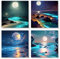 MOGTAA 4 Pack Peinture Numero Adulte avec Cadre, Lune Plage Peinture par Numero Adulte Débutants, DIY Paysage Numéro d'Art Kits, Loisirs Créatifs Adultes, pour décoration d'intérieur, 20x20cm