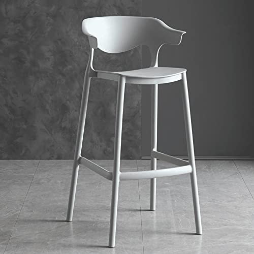Stapelbarer Barstuhl aus Kunststoff mit hoher Rückenlehne für Küchentheke und Wohnzimmer, Grau, 75 cm
