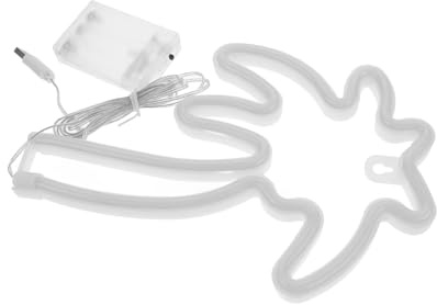 Neonlampenlicht Palmenform USB Batteriebetrieben 3 Stück Weiß Dekorativ | Kunststoff, 5v 1a Eingang, Ip42 Schutz, 1000 Lm Leuchtkraft, Wanddeko für Party