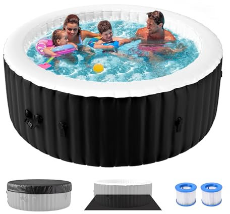 Obqer Inflatable Hot Tub 4 Person, 2400W Blow Up Hot Tubs, Leak-Proof Portable SPA Pool with 120 Air Jets, Lid & Heating, 799L, Rapid Heating, Freeze Protection, Relax Bubble Massage, 71x71x25 Inch