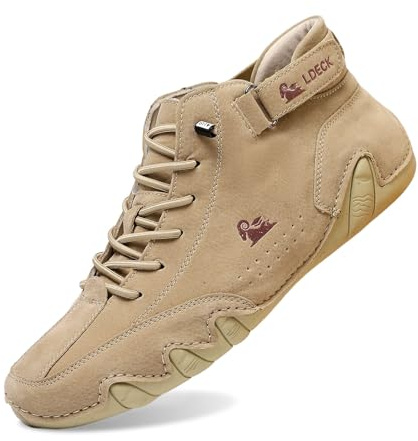Barfuss Schuhe Herren Damen Leder Hoch Alpaca Barfußschuhe Cowboystiefel Italienische Mode Wanderschuhe Wasserdicht Sneaker Barefoot Shoes Bootsschuhe Unisex Barfussschuhe Khaki 34 35 36 37 38 39