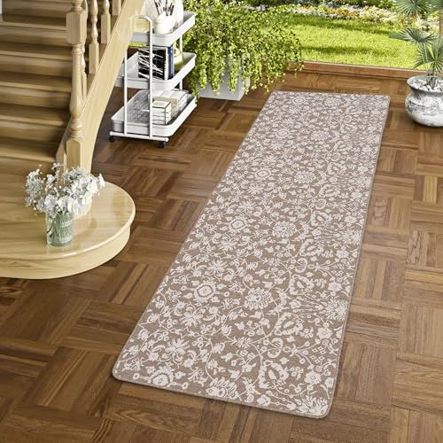 Snapstyle Newport Teppichläufer In- & Outdoor Beige Blumen - Beidseitig Nutzbar, Wetterfest, UV-beständig, Pflegeleicht - Für Flur, Balkon & Terrasse - Modernes Vintage Design