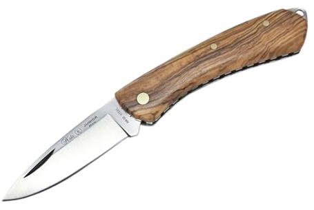 MIGUEL NIETO Navaja Junior 393, Plegable, Hoja de 6 cm. de Acero inoxidable AN-58, Mango de Madera de Olivo, Sistema de Cierre Pistón