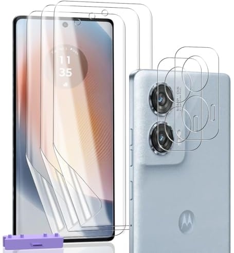 Zerrshoo Protection écran pour Motorola Moto Edge 50 Fusion, 3+2 Pièces Film TPU avec Outil d'alignement, Verre trempé caméra 9H, Compatible empreinte, Anti-Rayures, Sans bulles, haute transparence