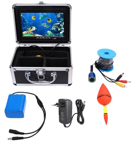 Sxhlseller Telecamera da pesca subacquea HD da 5 MP 1080P con schermo da 7 pollici 1500cd, cavo da 30 m, 8 luci LED, per pesca sul ghiaccio, zattera, acquacoltura
