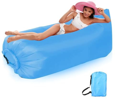 LOMUG Aufblasbares Sofa, 240x73CM Wasserdichtes Luftsofa Outdoor, Strandliege Aufblasbar, Wasserdichtes Aufblasbares Sofa Tragbares Aufblasbar Luft Sofa Couch für Camping, Park, Strand, Hinterhof