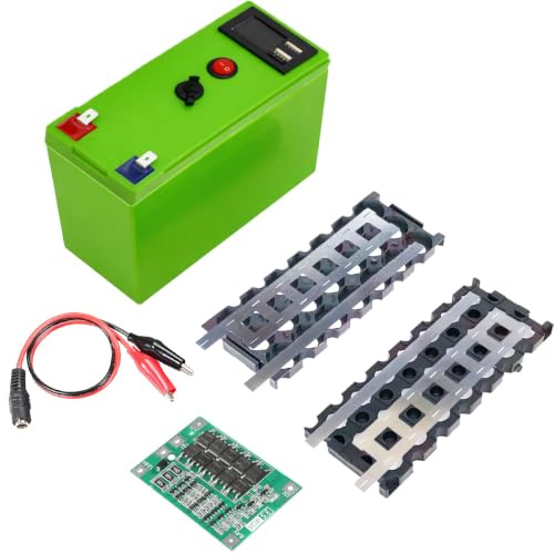 Youmile 18650 Li-Ion Battery Storage Box DIY 12V Voltage Capacity Displayer 2*USB 5V Power Bank Controllable Dual-Channel with 3S 40A Battery Protection Board, Nickel Strip, Bracket, Cable
