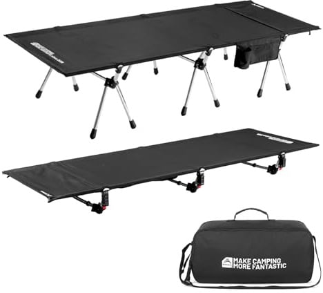 BISINNA Lit de camping avec pieds extensibles, capacité de charge de 150 kg, lit d'appoint pliable, léger, portable, confortable, lit pliable pour camping, randonnée, voyage, camion, plage, sieste au