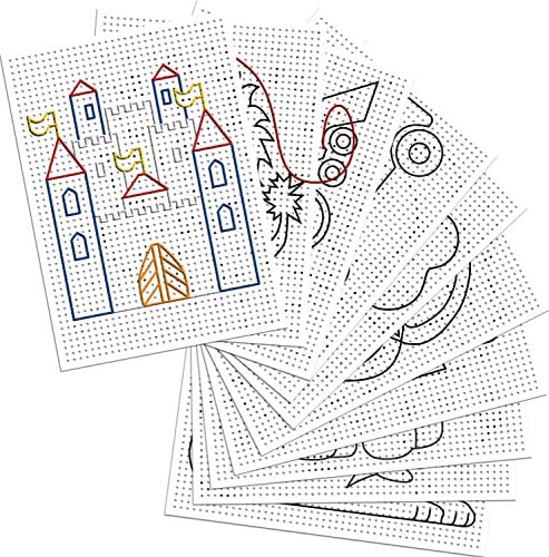 folia 2323 - Stickkarton 300g / m², weiß bedruckt, 17,5 x 24,5 cm, 40 Blatt, 8 Motive - ideal für Stickübungen