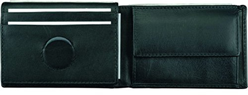 ALASSIO 42155 Mini Geldbörse, Portemonnaie im Querformat, Brieftasche aus feinstem Nappaleder, Geldbeutel mit Münzfach und 2 Scheinfächern, Wallet, Druckknopfverschluss, schwarz, ca. 7 x 10 x 2 cm