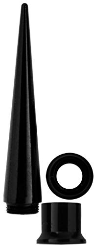 Modern Nature Piercingschmuck Acryl Ohr Piercing 2 in 1 Set, 1 x Flesh Tunnel, 1 x Dehner, schwarz, Durchmesser 6 mm