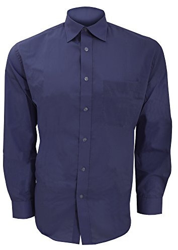 Kustom Kit Mens Long Sleeve Business Shirt (15.5inch) (Dark Navy)