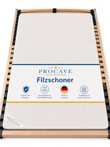 PROCAVE | Hochwertiger Filzschoner für Lattenrost | Schützende Matratzenunterlage 90x210 cm | Atmungsaktiver Matratzenschoner aus Nadelfilz | Made in Germany