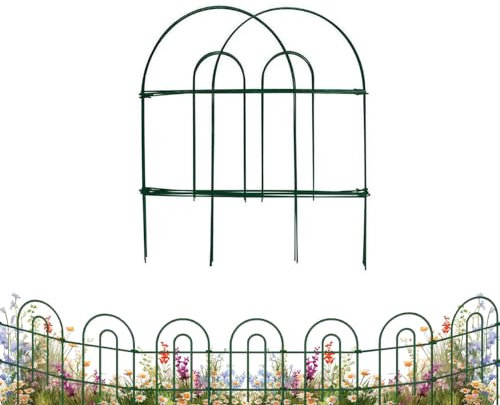 MTB Green Garden Border Folding Fence Lawn Yard Fence 24 Inch x 10 Feet,Pack of 1 set, Overall Length 10 Feet,Landscape Panel,Folding Patio Fences Flower Bed Pet Barrier Section Panel Decorative Fence