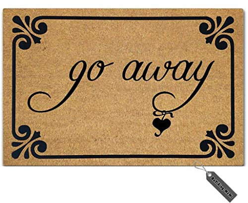 MsMr Fußmatte – lustige Fußmatte – Go Away Fußmatte für den Innen- und Außenbereich – Oberseite aus Vliesstoff, 45,7 x 76,2 cm