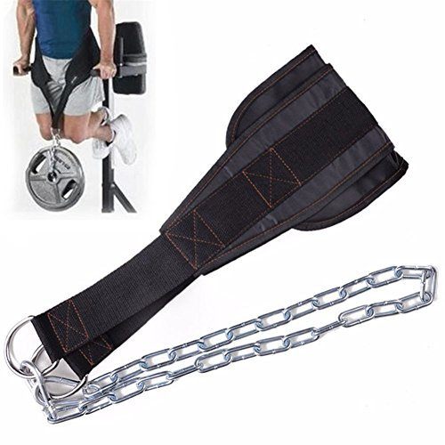 wonderfulwu Dip-Gürtel mit Kette, Sportgürtel, Bund, verstellbar, für Fitnessstudio, Muskulation, Langhantelplatten, Heben, Kniebeugen, Dip, Klimmzug, Gewichtheben, Ausrüstung an der Taille gebunden