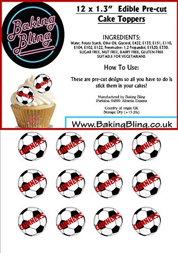 12 x Football Gunners Arsenal PRECUTS CAKE TOPPERS - Fun Novelty Edible Wafer Paper Cake Toppers Decorations Sailing Sailor Boat