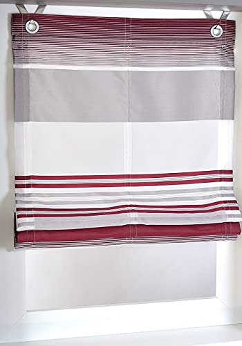 Raffrollo Ösenrollo Modern Jamaica Querstreifen Farbe aubergine Breite 120 x Höhe 130 cm