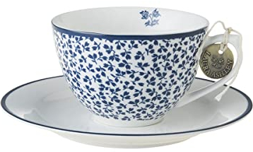Laura Ashley - Cappuccino Tasse und Untertasse - Blueprint Floris - 2-teilig - Ø9,5 cm