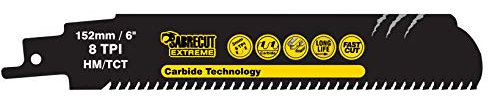 1 x SabreCut SCRS930HM Tungsten Carbide 152mm 8 TPI S930HM Very Fast Wood and Metal Cutting Reciprocating Sabre Saw Blade