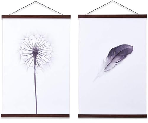 Ywlake A1 Posterleiste Posterschiene Posterleisten, Magnet Magnetische Holz Poster Aufhänger Halter Rahmen Leisten Bild Bilder Bilderrahmen Bilderleiste 61x91.5 60x80 (61cm, Nussbaum, 2 Packungen)