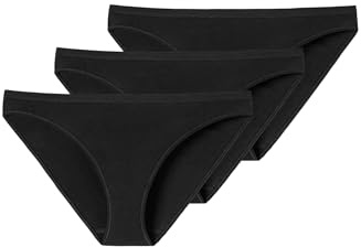 Schiesser Damen 3 Pack Mini Slip Bio Baumwolle - 95/5 Organic Unterwäsche, Schwarz_174296, 46 EU