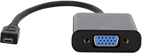 Dpofirs Adaptateur Micro HDMI vers VGA, Adaptateur Convertisseur Vidéo Micro HDMI vers VGA Actif 1080P avec Audio Stéréo 3,5 mm pour 4B PC, Projecteur, HDTV