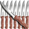Lot de 8 couteaux à steak avec manche en bois, couteaux à steak dentelés, design classique, lame en acier inoxydable 5Cr15Mov