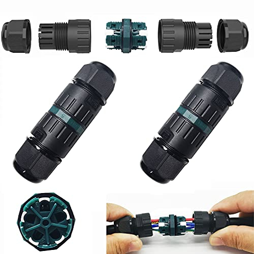 Conector Impermeable IP68, CTRICALVER subterráneo cajas conexiones eléctricas para Cable de Diámetro Ø 8-12mm|acoplador de manguito exterior, Para 2 PIN / 3 PIN/4PIN/5PIN (2pcs)