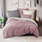 Pure Label Halbleinen Bettwäsche 3tlg. 155x220 cm mit Kissenbezug 80x80 cm und einem Kissen 40x80 cm in Mauve - Bügelfreie Bettwäsche Sets 155 x 220 aus belgischem Leinen und feinster Baumwolle