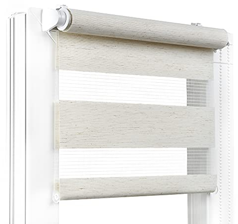 Fenster DEKOR - Rollos für Fenster Bahamabeige - Klemmfix Rollo ohne Bohren 150 x 30 cm - Doppelrollo mit einer breiten Auswahl an Größen und Farben - Blickdichte Rollos, einfach zu montieren