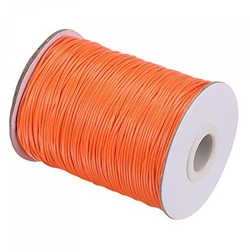 sourcing map 1mm Waxed Polyester String Cord 159M (173-Yards) Beading Thread Crafting Rope for Jewelry Making Bracelet Necklace Weaving, Orange