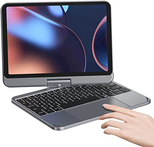 doqo Custodia per iPad Mini 6 con tastiera: 2021 8,3 pollici di sesta generazione, tastiera retroilluminata wireless touchpad 7 colori, tastiera iPad Mini 6 girevole a 360, custodia protettiva sottile