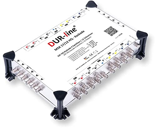 DUR-line MSK 17/12 HQ Multischalter-Kaskade - Für 4 Satelliten und 12 Teilnehmern/TV (erweiterbar) - Made in Germany - Matrix - Multiswitch [DVB-S/S2/T/T2 -Digital, HDTV, FullHD, 4K, 8K, UHD, 3D, Sky]