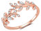 Sterling Silver Rings for Women, 925 Rose Gold Open Adjustable Leaf Ring with Cubic Zirconia Jewelry Gift for Wedding Anniversary Birthday