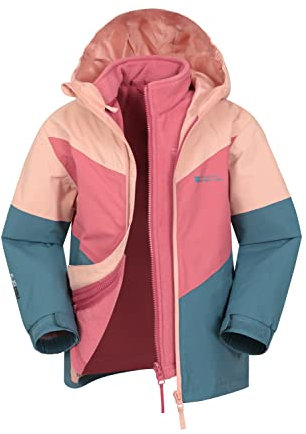 Mountain Warehouse Lightning 3-in-1 Kinder-Jacke - wasserdichte Winterjacke mit Fleecefutter, Jungen und Mädchen mit abnehmbarer Kapuze Dunkel-Pink Kinder 152 EU (11-12 Jahre)