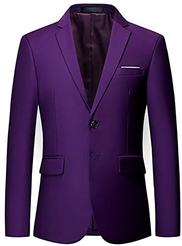 Veste de Costume Slim Fit Légère pour Homme Blazer d'affaires de Couleur Unie à 2 Boutons Manteaux de Sport Décontractés Quotidiens pour Fête de Mariage (Violet,6XL)