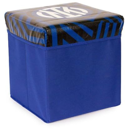 Inter Pouf Contenitore Colore Blu e Nero in Poliestere