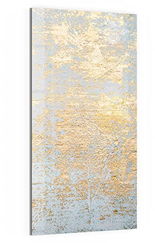 DEQORI Glas-Magnettafel | 50x100 cm groß | Motiv Wand mit Gold-Struktur | Memo-Board aus Glas | Magnetboard inkl. Magnete, Stift & Tuch für Küche & Büro | Tafel magnetisch & beschreibbar
