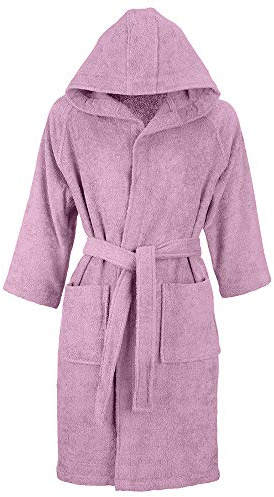 INTRECCI Accappatoio Tinta Unita Unisex Adulto in Cotone, Accappatoio in Morbida Spugna di Cotone Asciugatura rapida con Tasche e Cappuccio (Taglia XL, Lilla)