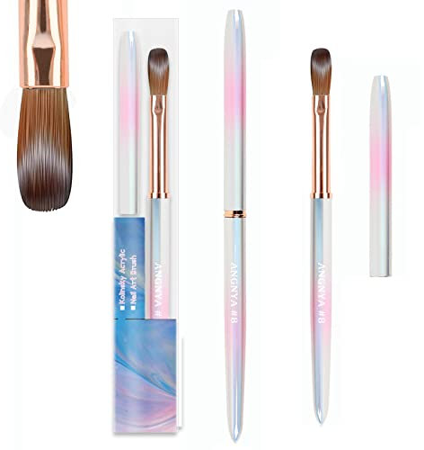 Pincel para Uñas de Acrílico 100% Kolinsky, Pincel Uñas Acrilicas de UV Gel Nail Art Cepillo, Herramientas Profesionales para Uñas, Manicura Herramienta, Cepillo de uñas (8#)