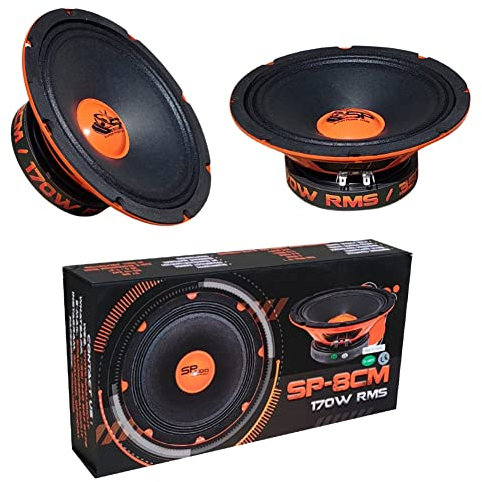 2 SP AUDIO SP8CM midrange da 20 cm 200 mm 8 di diametro 170 watt rms 350 watt max impedenza 4 ohm auto spl sensibilità 97 db, a coppia