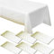 6 Pack nappes à point d’or pour Tables rectangulaires, 54 x 108 nappes en plastique blanc nappes jetables étanches de fête nappes à point d’or confettis pour la fête d’anniversaire en plein air
