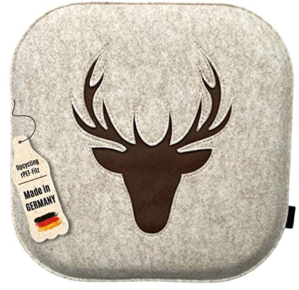 kontor28® - Sitzkissen Filz handgefertigt Made IN Germany | Sitzkissen Stuhl 37,5 x 37,5 cm aus rPET-Filz weiche und robuste Polsterung | Sitzauflage Stuhl für In- und Outdoor | beige 2er-Set