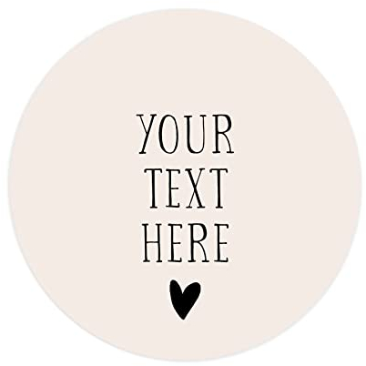 Personalised your text here stickers for wedding stationery | custom named favour/favor printed round sticker colours pink purple black red green navy light blue cream (Champagne)