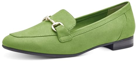 MARCO TOZZI Damen Loafer ohne Absatz Vegan mit Schnalle, Grün (Apple), 38 EU