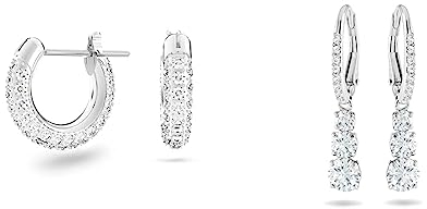 Swarovski Stone Kreolen, Klein, Weiß, Rhodiniert & Attract Trilogy Ohrringe, Weiss, Rhodiniert