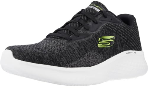 Skechers Herren Skech-lite Pro Faregrove Sneaker, Schwarzer Rundstrick-Synthetik-Limettenbesatz, 40 EU