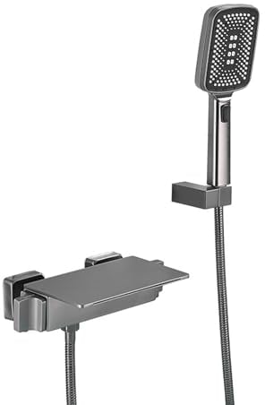 XJTNLB Duscharmatur Mischbatterie Dusche Wasserfall Armatur Dusche Einhebel Wannenarmatur mit Brause Wasserhahn Mischbatterie Badewanne für Badezimmer, Grau